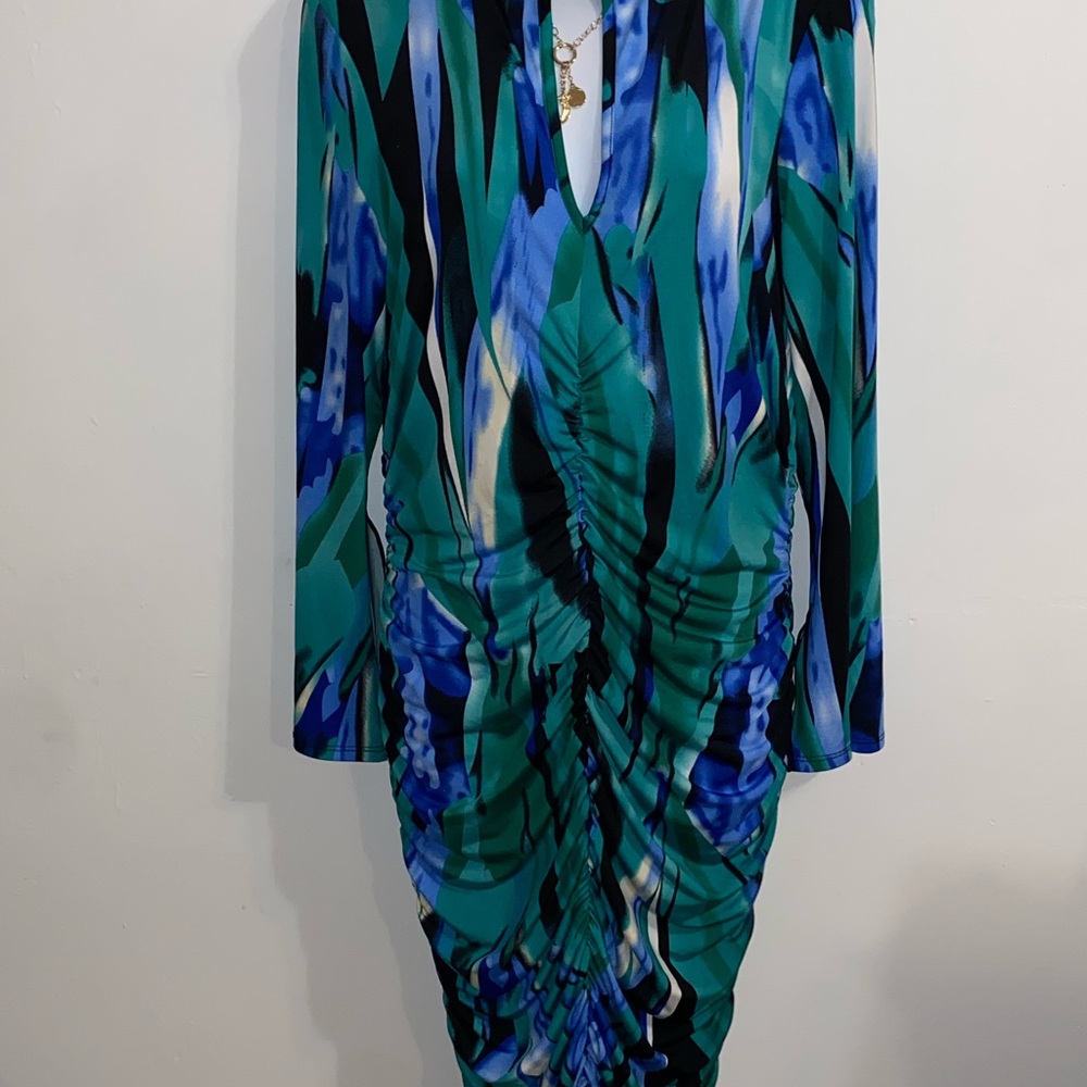Ashley Stewart Green and Blue Maxi Dress